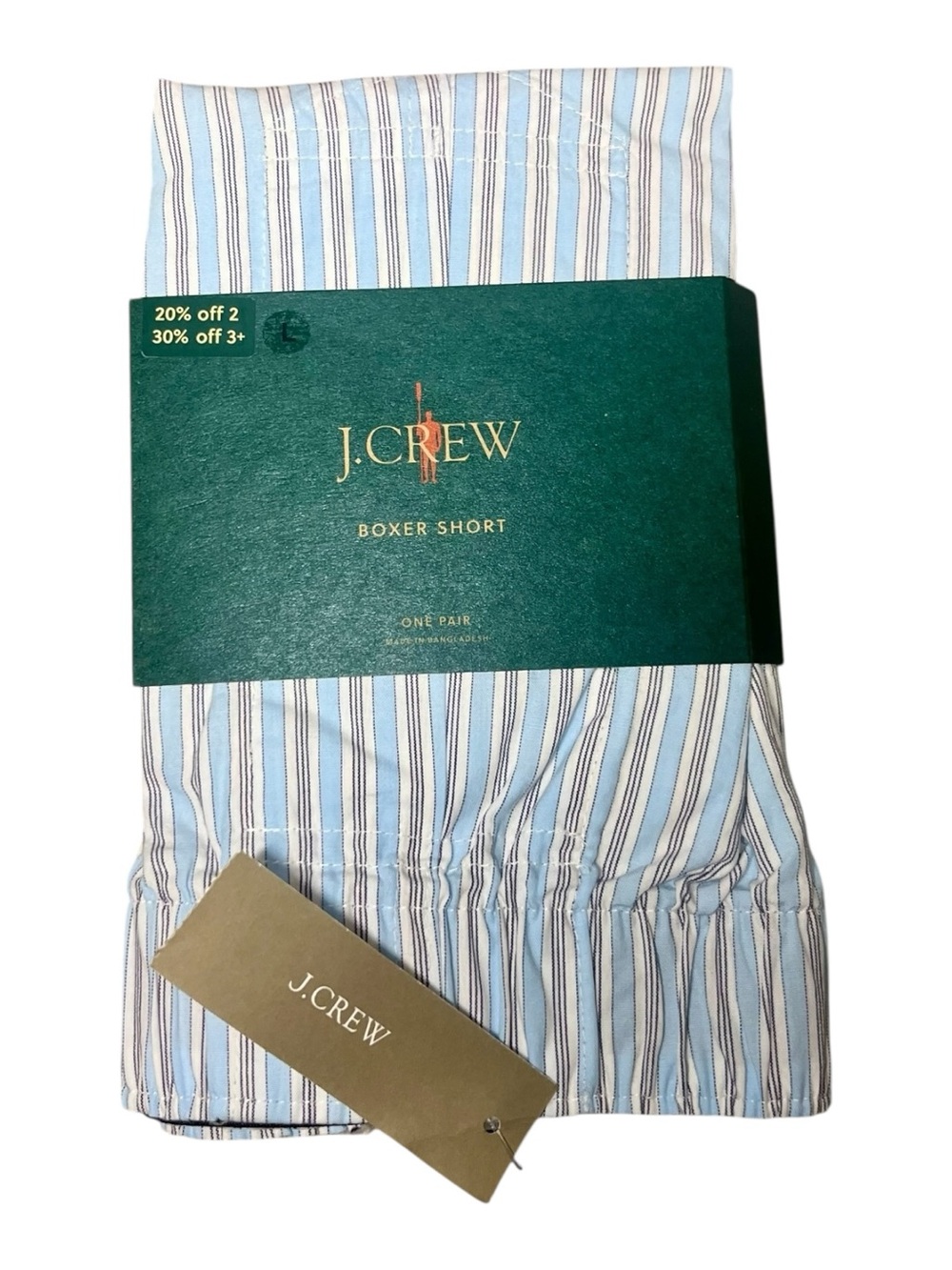 NWT J.Crew Patterned Cotton Boxer Shorts – Max Blue/White Print – Men’s Size L